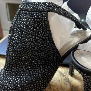 Shoes heels Jeffery Campbell heel strap open toe black size 8 pebbled, black .